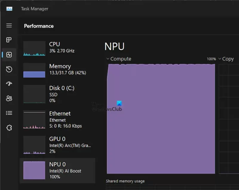 NPU in Task Manager
